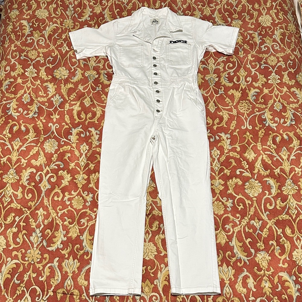 Jordache Vintage White Short Sleeve Jumpsuit